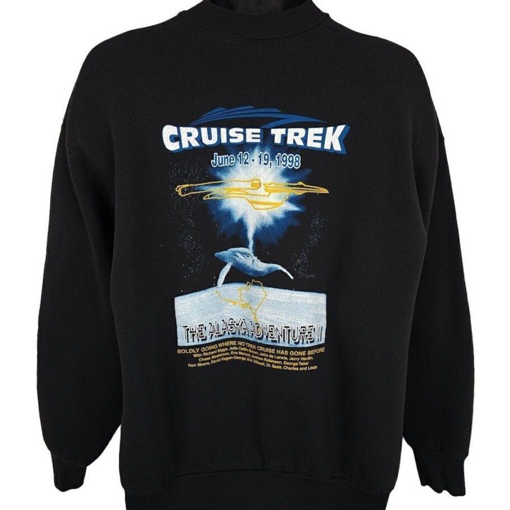 Vintage Cruise Trek Sweatshirt Mens Size XL 90s 1998 Star Trek Babylon 5 Alaska